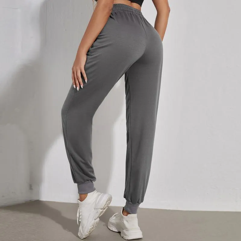 Solid Color Loose Fit Casual Sports Style Pocket Pants Running Sports Pants