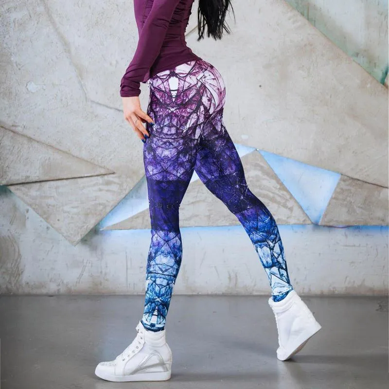 Sports Gradient Mixed Color Elasticity Yoga Fitness Sports Leggings