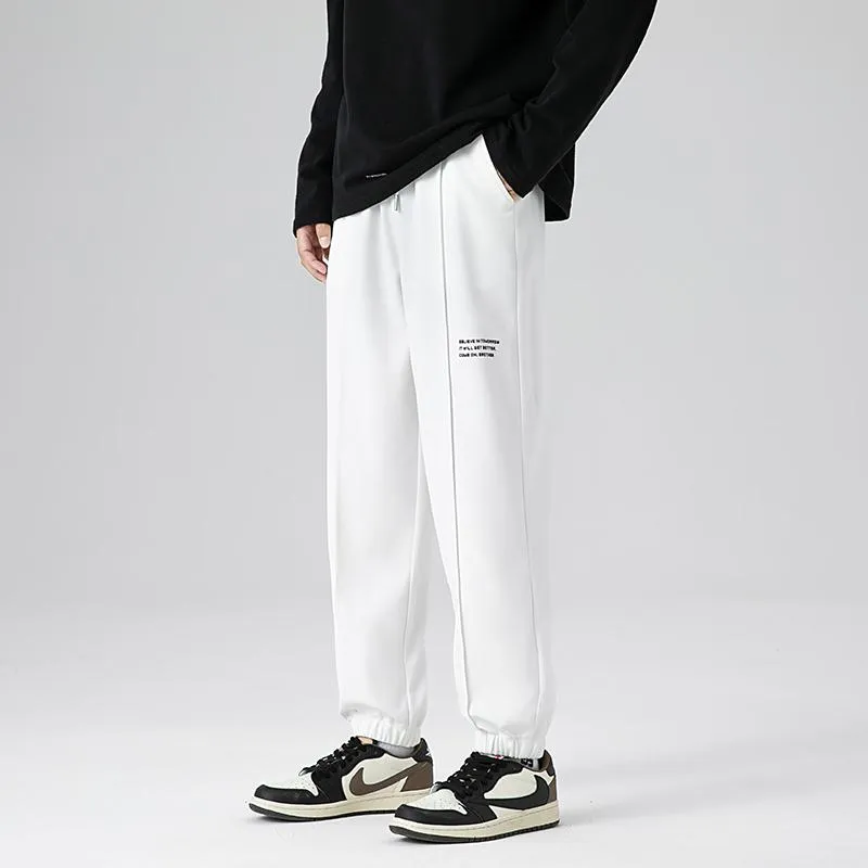 Sports Loose Fit Knitted Tapered Casual Drawstring Pants