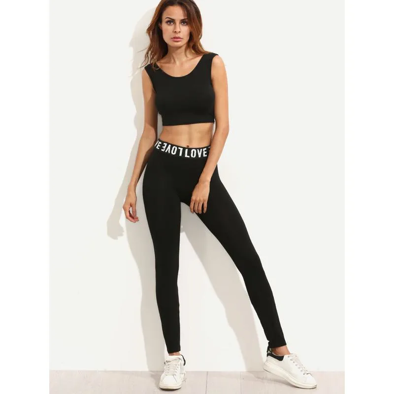 Sports Tight-Fitting Elasticity Yoga Letter Waist Belt Sports Leggings