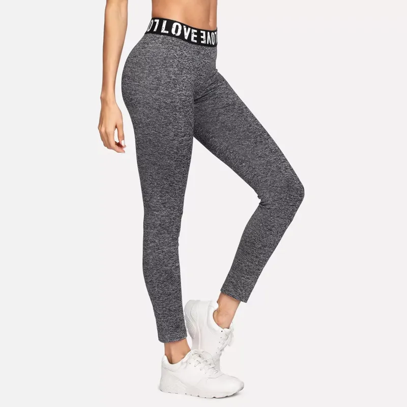 Sports Tight-Fitting Elasticity Yoga Letter Waist Belt Sports Leggings