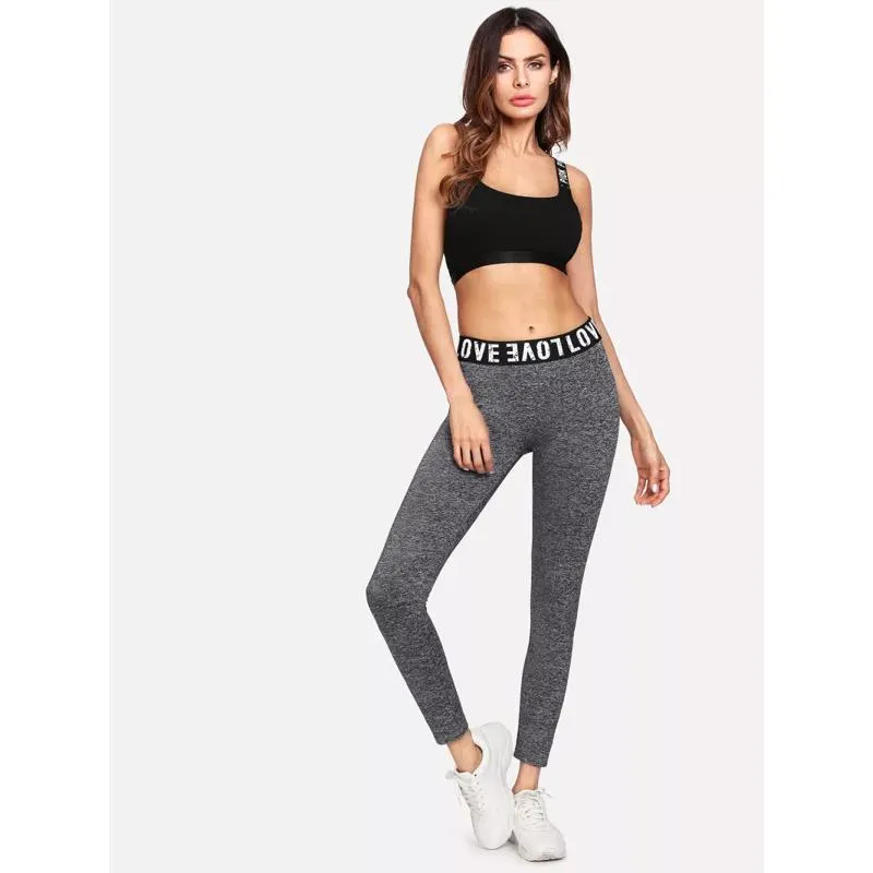 Sports Tight-Fitting Elasticity Yoga Letter Waist Belt Sports Leggings