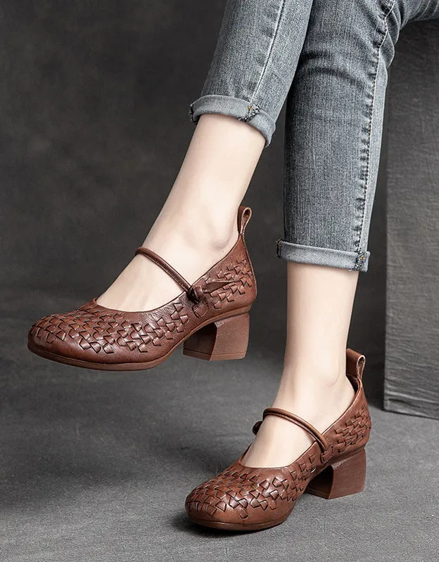 Spring Handwoven Comfortable Chunky Heels