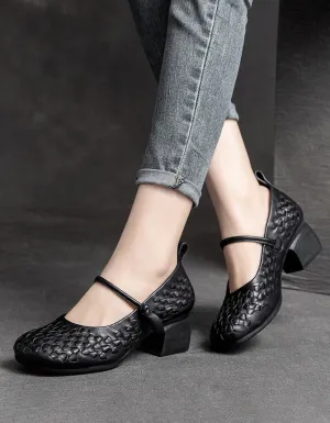 Spring Handwoven Comfortable Chunky Heels