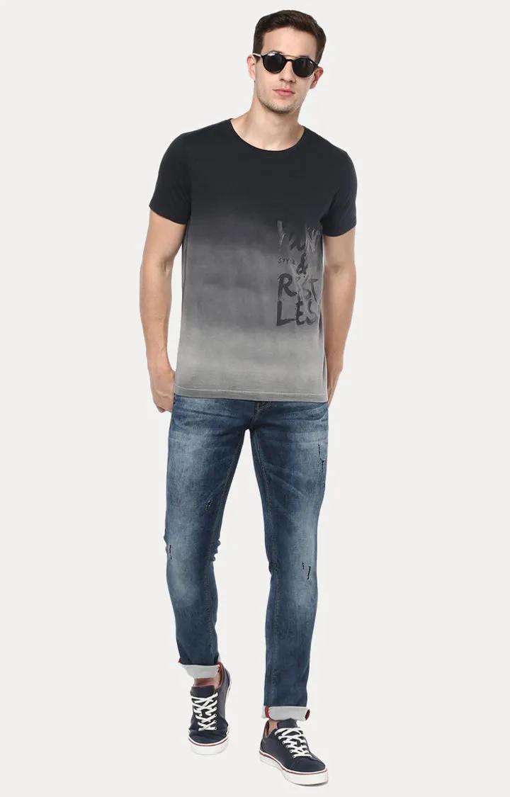 Spykar Black & Grey Slim Fit Men T-Shirts