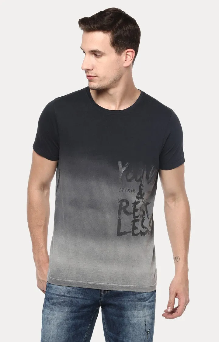 Spykar Black & Grey Slim Fit Men T-Shirts