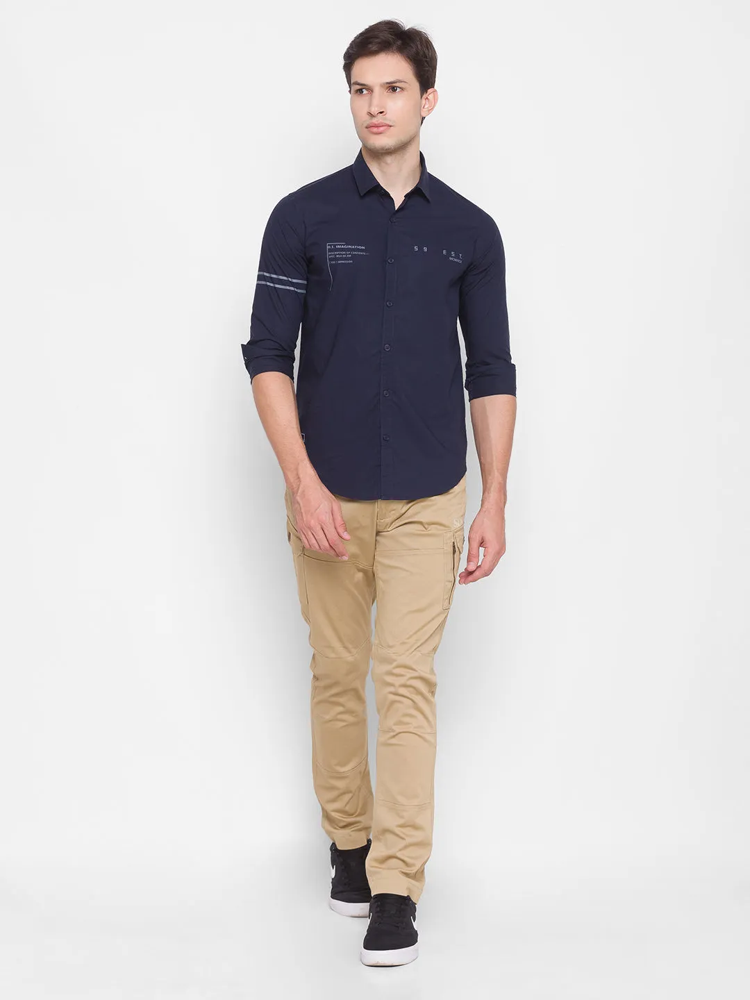 Spykar Blue Cotton Men Shirt