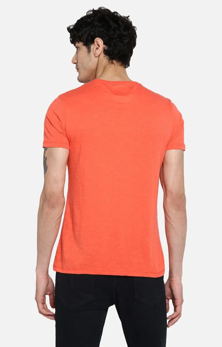 Spykar Coral Printed Slim Fit Men T-Shirts