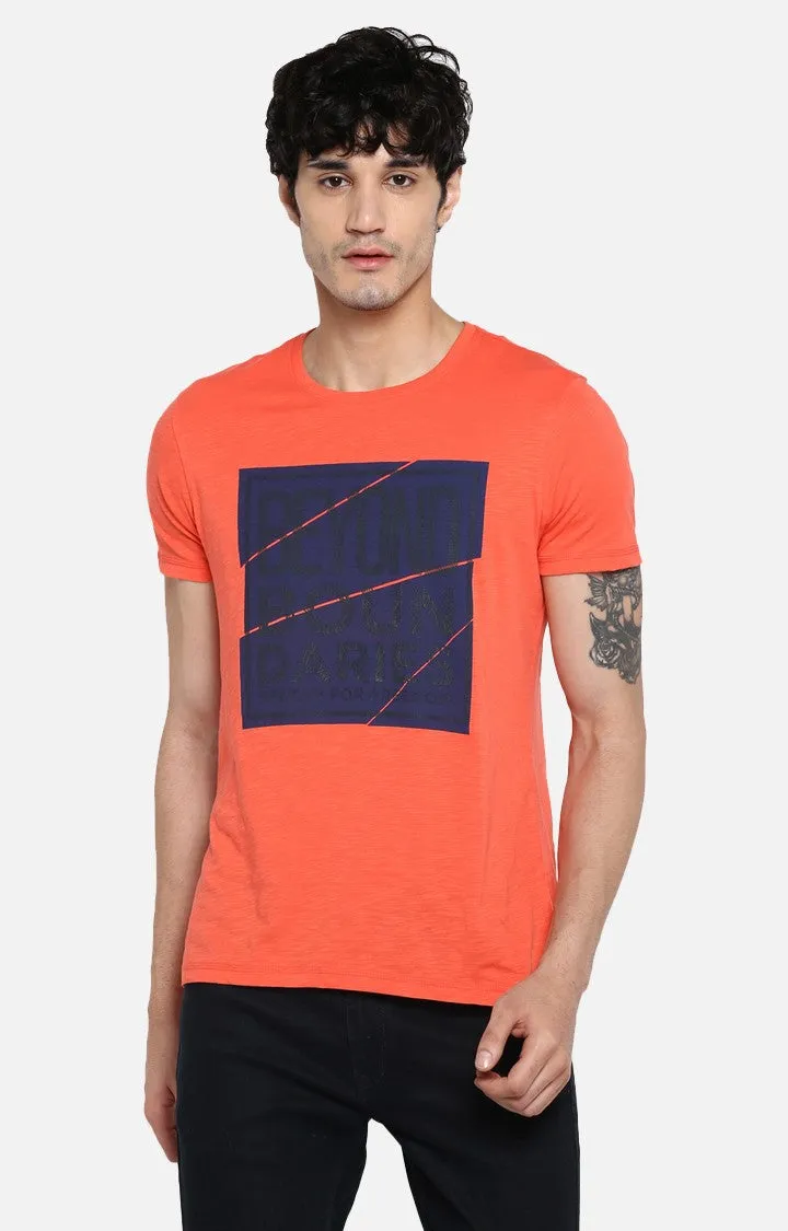 Spykar Coral Printed Slim Fit Men T-Shirts