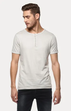 Spykar Grey Solid Slim Fit Men T-Shirts