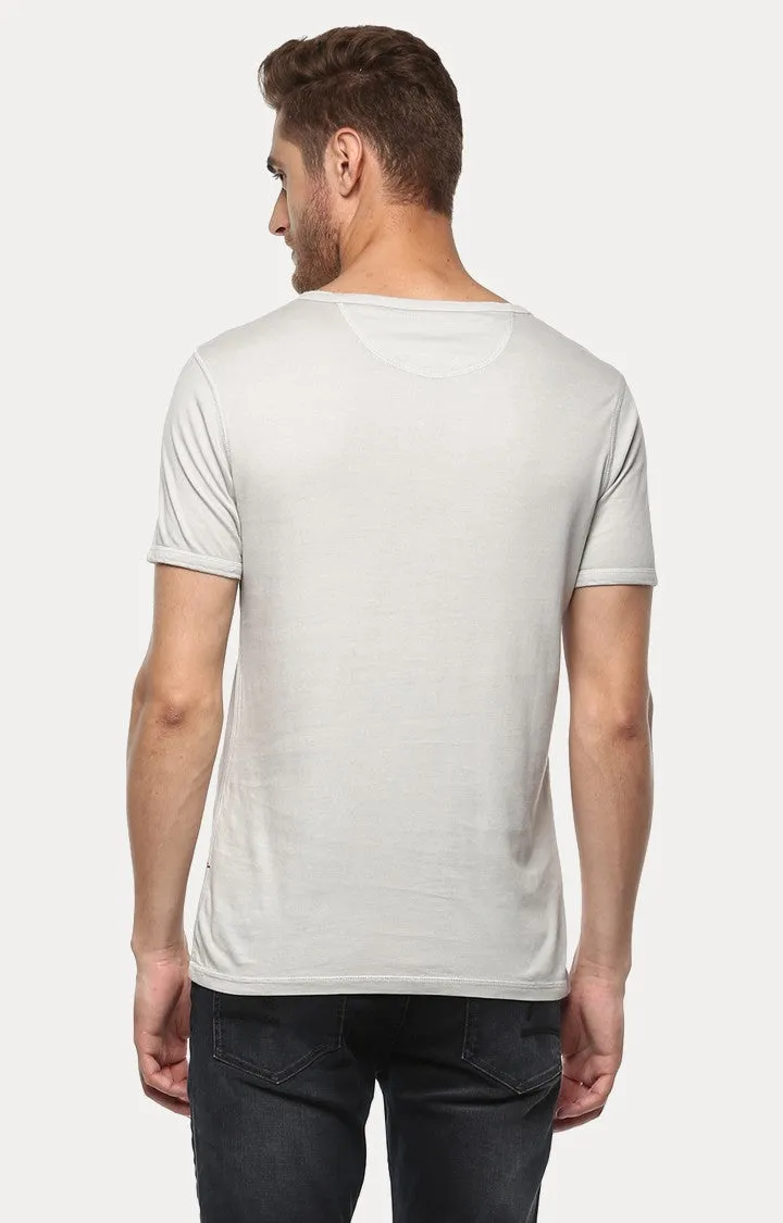 Spykar Grey Solid Slim Fit Men T-Shirts