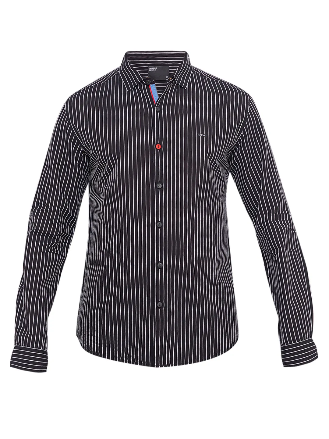 Spykar Men Black Striped Slim Fit Casual Shirt