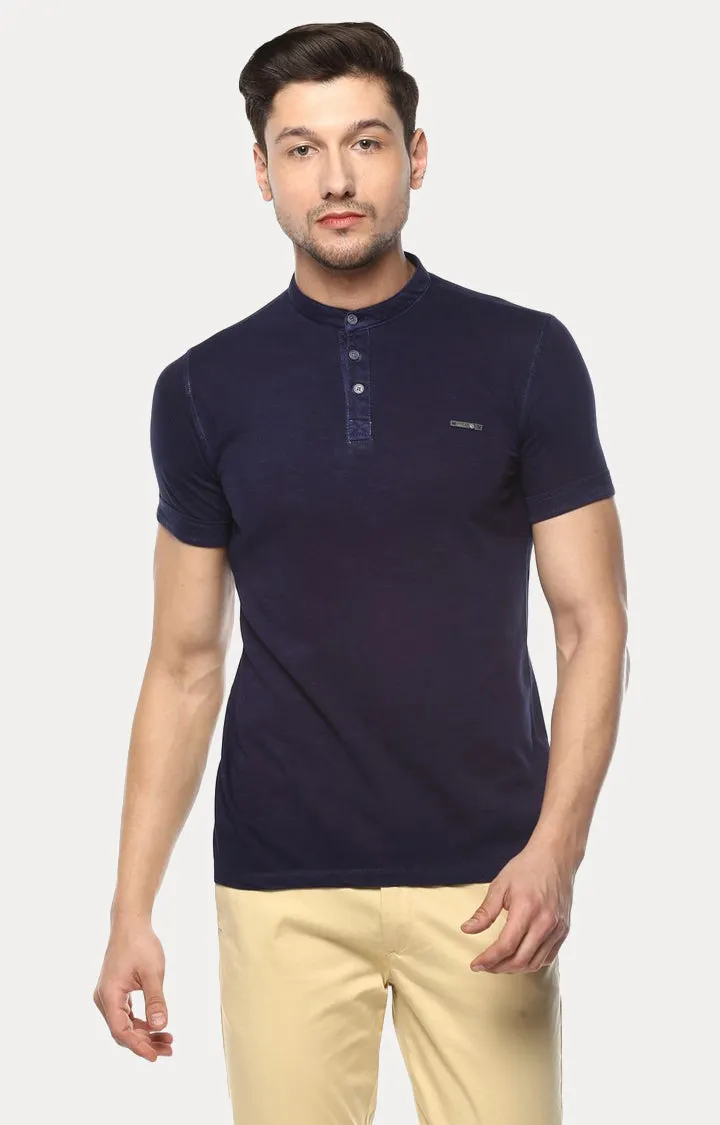 Spykar Men Blue Cotton Slim Fit M and arin T-Shirt