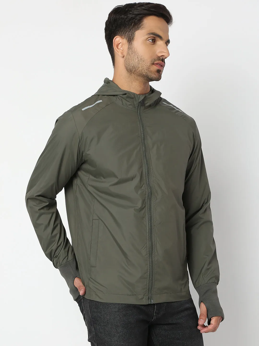 Spykar Men Dark Green Nylon Regular Fit Jacket