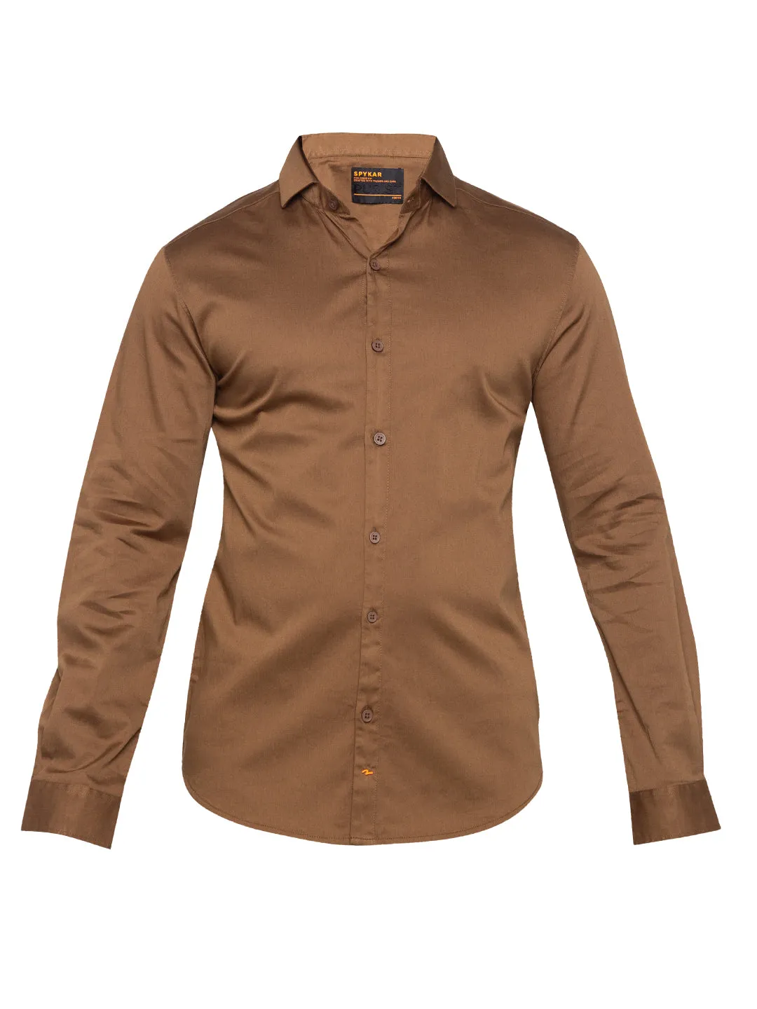 Spykar Men Khaki Solid Slim Fit Casual Shirt