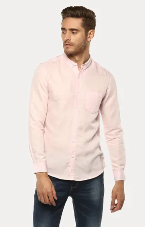 Spykar Men Light Pink Solid Slim Fit Casual Shirt