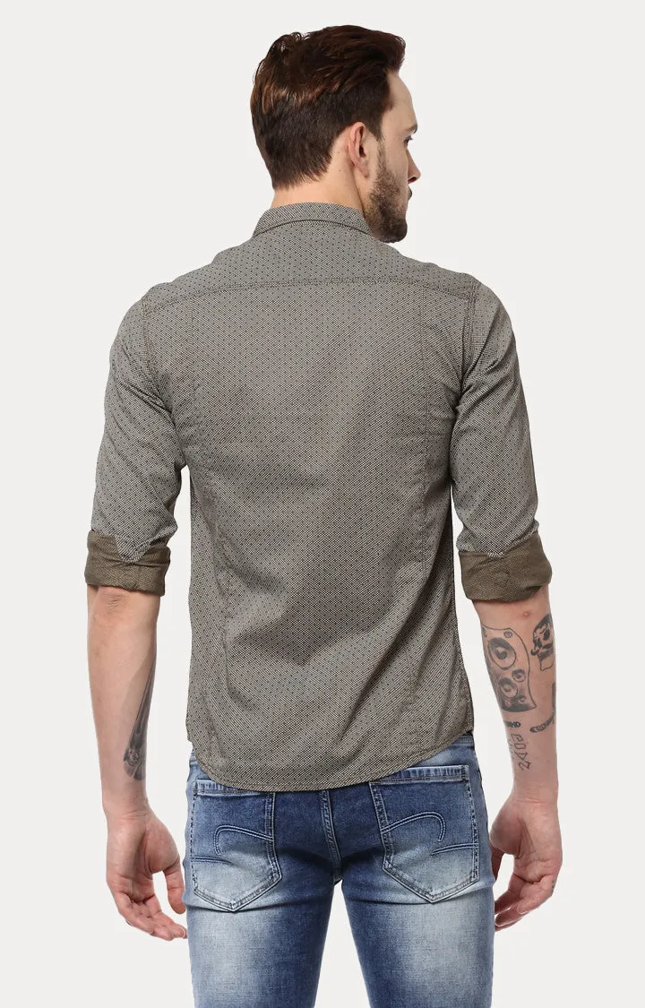 Spykar Men Olive Printed Slim Fit Casual Shirt