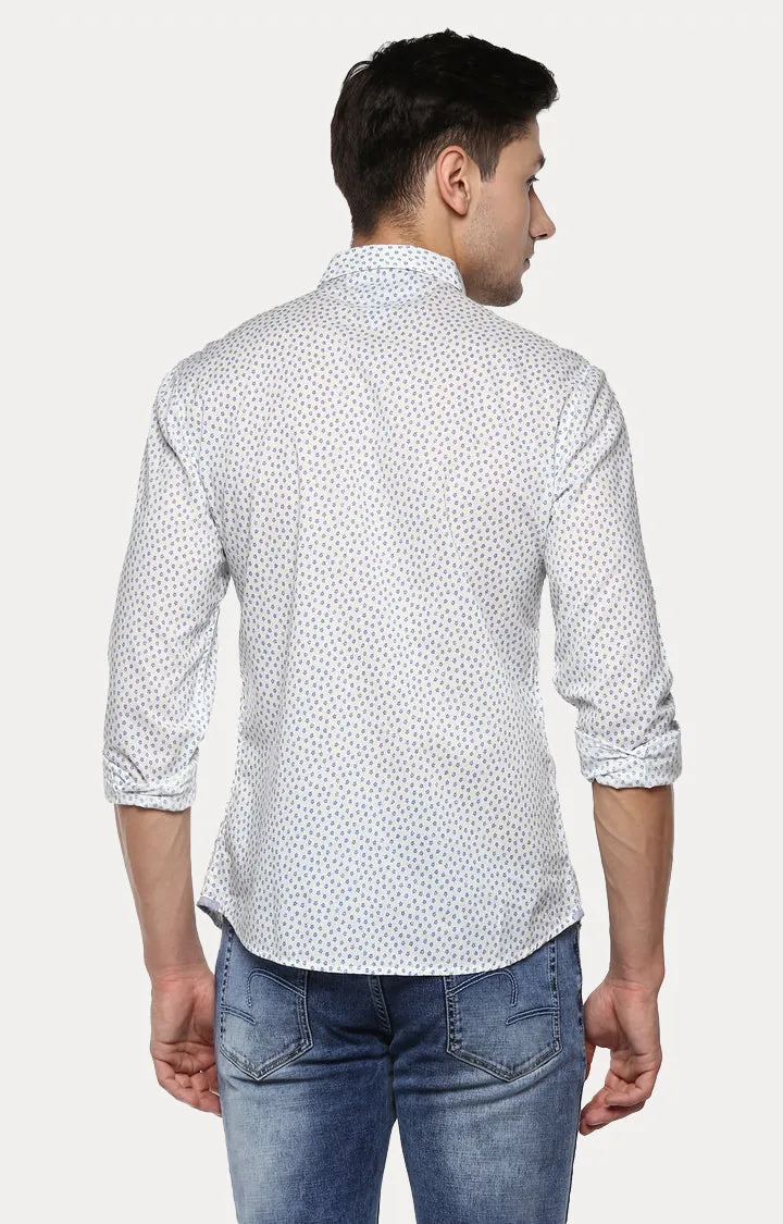 Spykar Men White Printed Slim Fit Casual Shirt