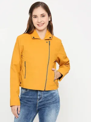 Spykar Mustard Full Sleeve Casual Jacket For Women