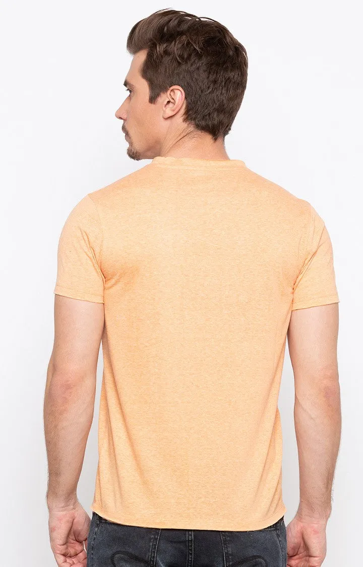 Spykar Orange Melange Slim Fit Men T-Shirts