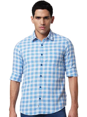 Spykar White Checked Shirt For Men