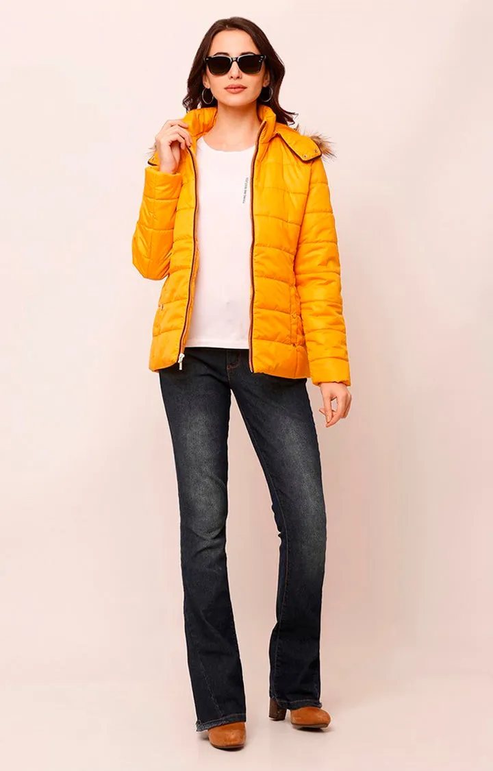 Spykar Women Yellow Solid Front Open Jacket