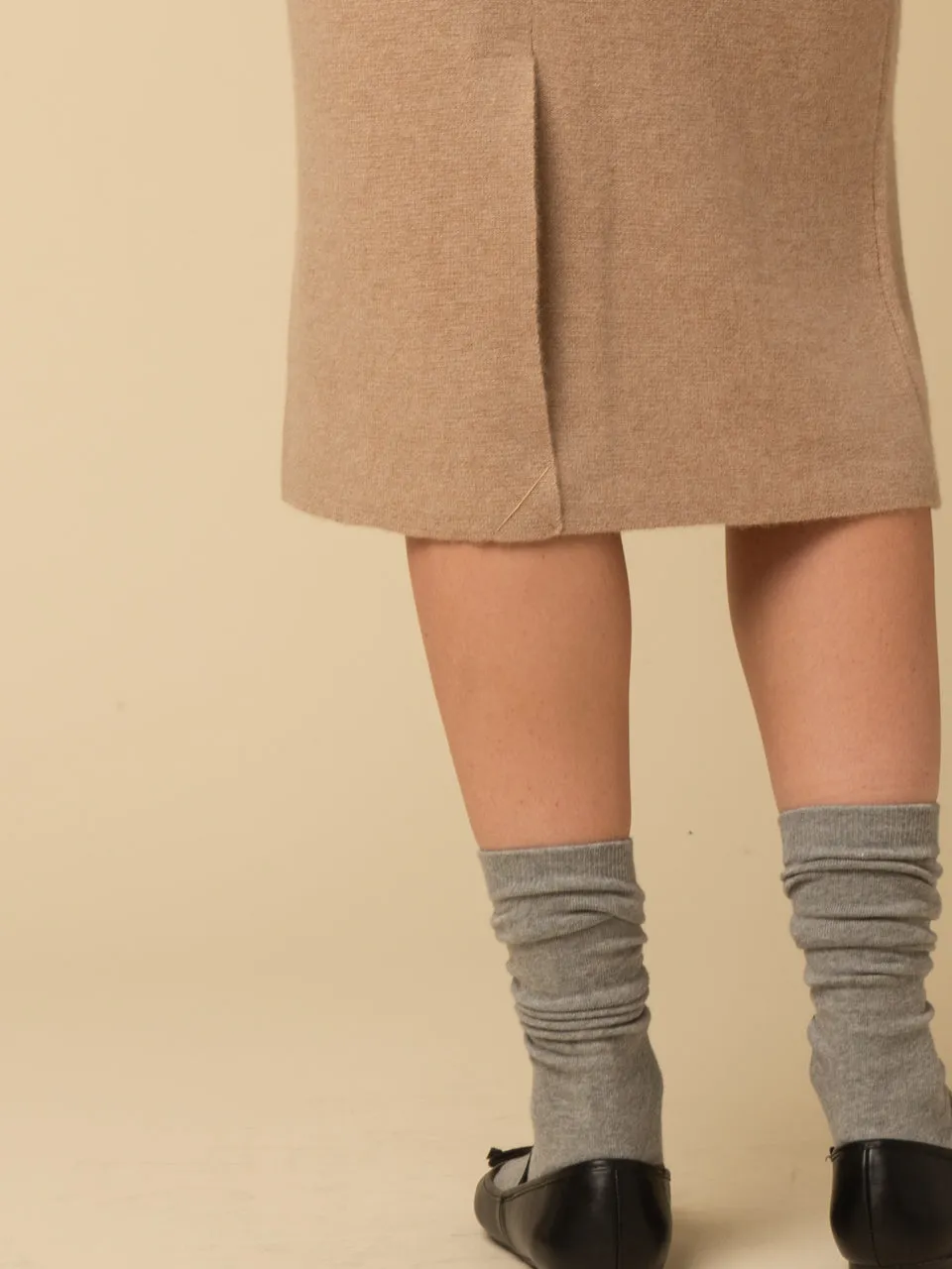 Straight Midi Skirt_Camel