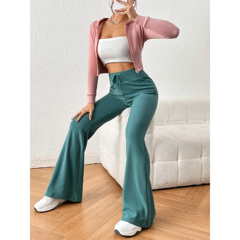 Tie High-Waisted Casual Slimming Sports Pants