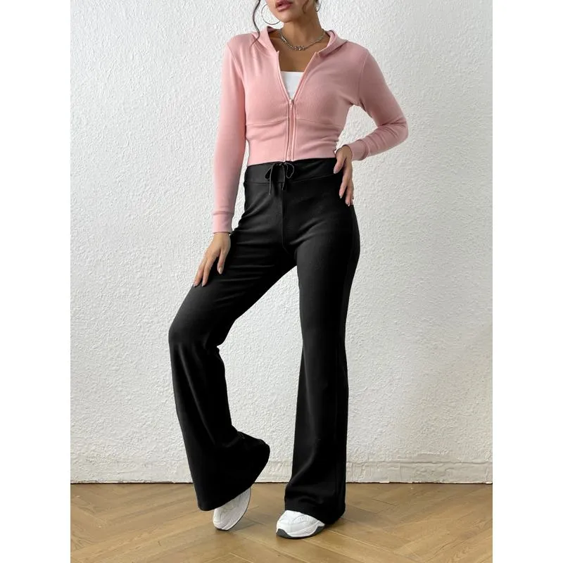 Tie High-Waisted Casual Slimming Sports Pants