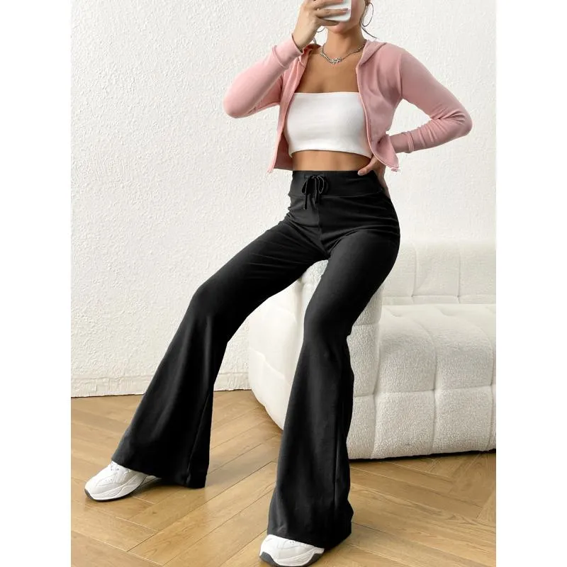 Tie High-Waisted Casual Slimming Sports Pants