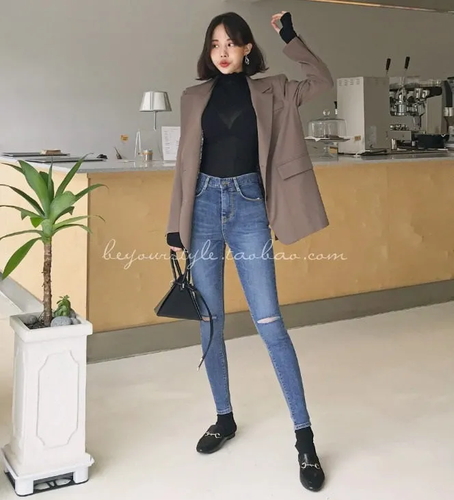 Turtleneck Sexy Basic Korean Style Long Sleeve