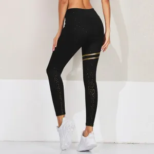 Two Stripes Three Colors Sequined Yoga Golden Sports Tight-Fitting Sports Leggings