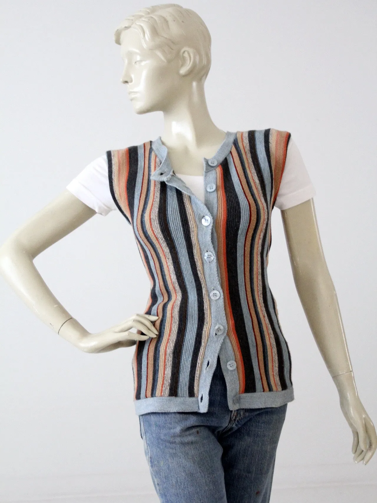 vintage 80s striped knit vest