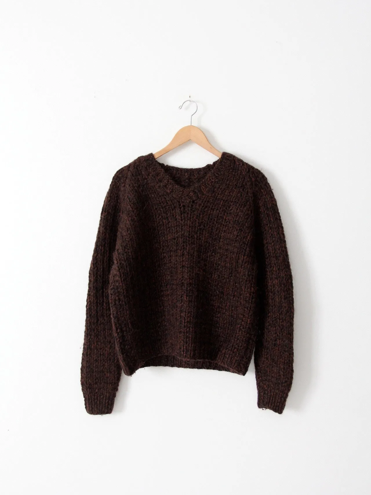 vintage chunky knit sweater with v-neck