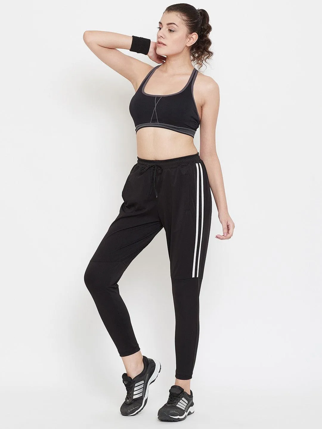 Women black track pants