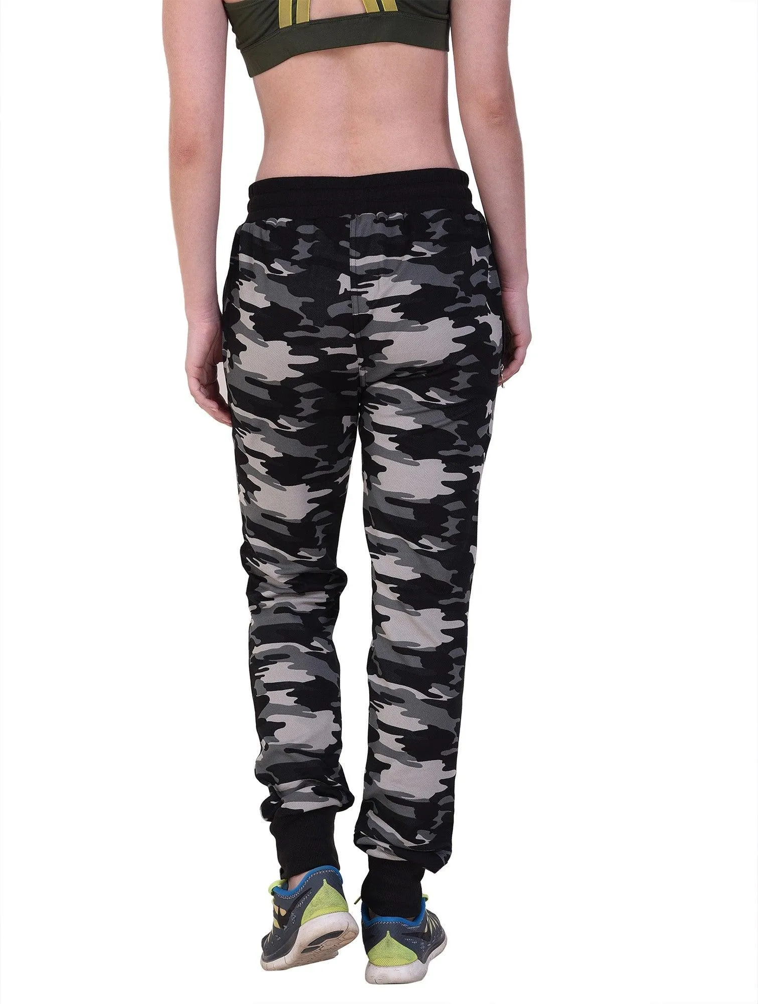 Women Black/Grey Camouflage Joggers