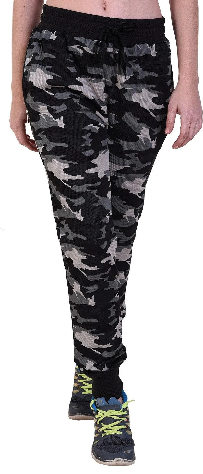 Women Black/Grey Camouflage Joggers