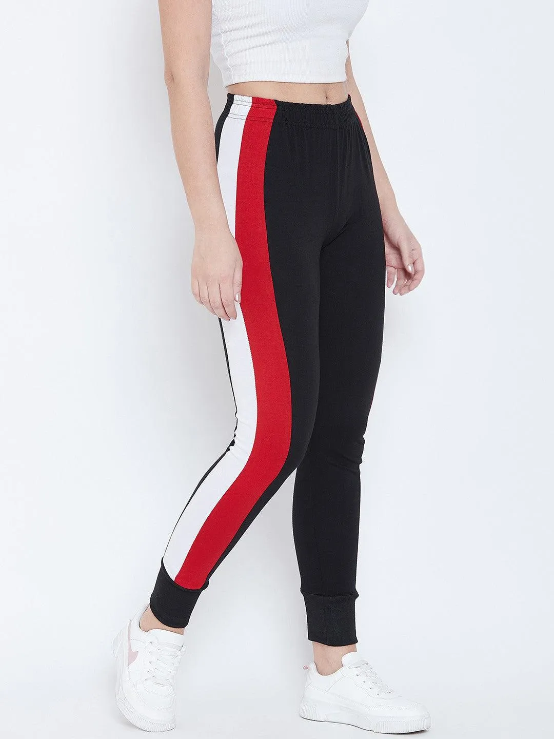 Women Blue/Red Color Block Joggers