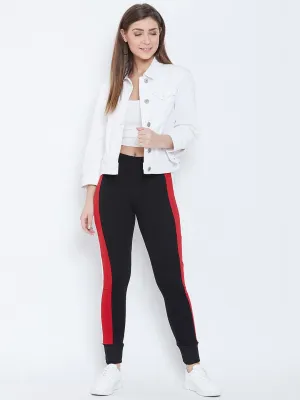 Women Blue/Red Color Block Joggers