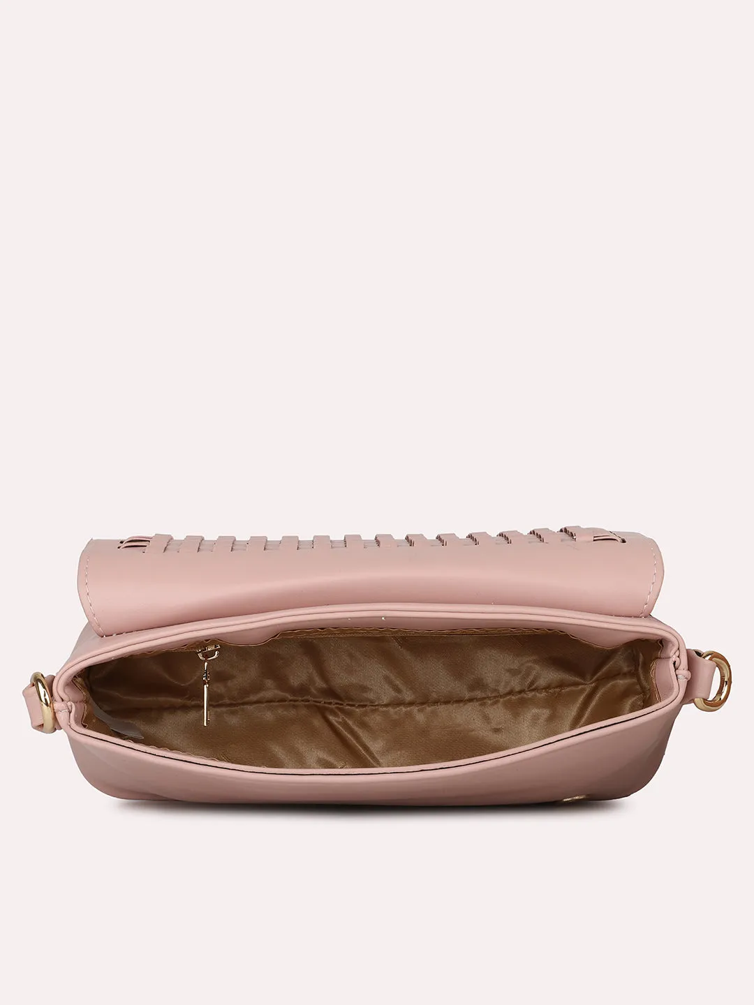 Women Pink Textured Structured Sling Bag