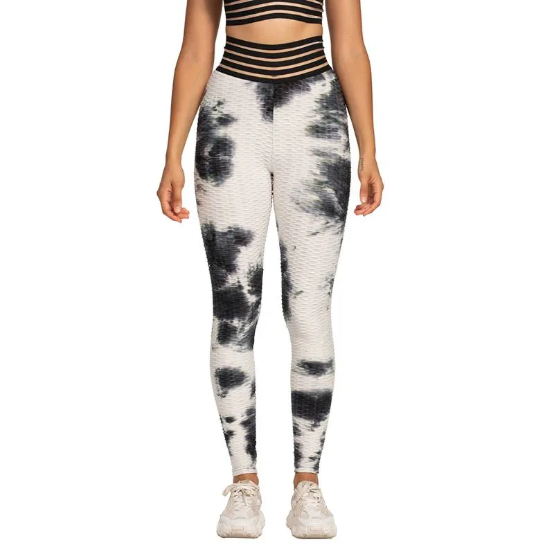 Yoga Elastic Lining Fabric Jacquard Thickened Sports Fitness Tie-Dye Bubble Sports Leggings