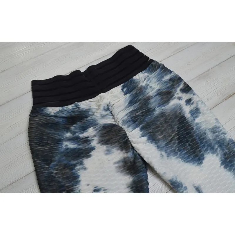 Yoga Elastic Lining Fabric Jacquard Thickened Sports Fitness Tie-Dye Bubble Sports Leggings