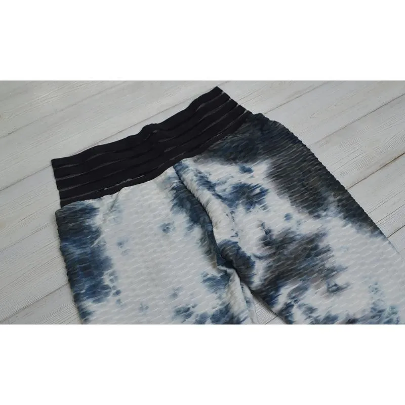 Yoga Elastic Lining Fabric Jacquard Thickened Sports Fitness Tie-Dye Bubble Sports Leggings