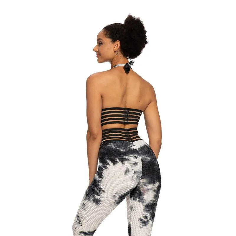 Yoga Elastic Lining Fabric Jacquard Thickened Sports Fitness Tie-Dye Bubble Sports Leggings