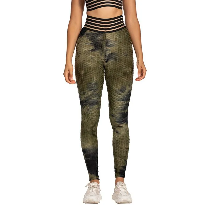 Yoga Elastic Lining Fabric Jacquard Thickened Sports Fitness Tie-Dye Bubble Sports Leggings