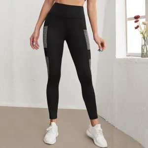 Yoga Mesh Tight-Fitting Sports Fitness Pocket Patchwork Side Sports Leggings