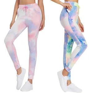 Yoga Tie Elasticity Loose Fit Casual Straight Sports Fitness Tie-Dye Running Sports Leggings