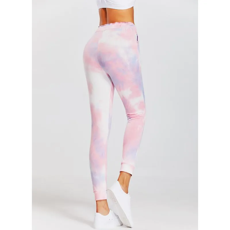 Yoga Tie Elasticity Loose Fit Casual Straight Sports Fitness Tie-Dye Running Sports Leggings