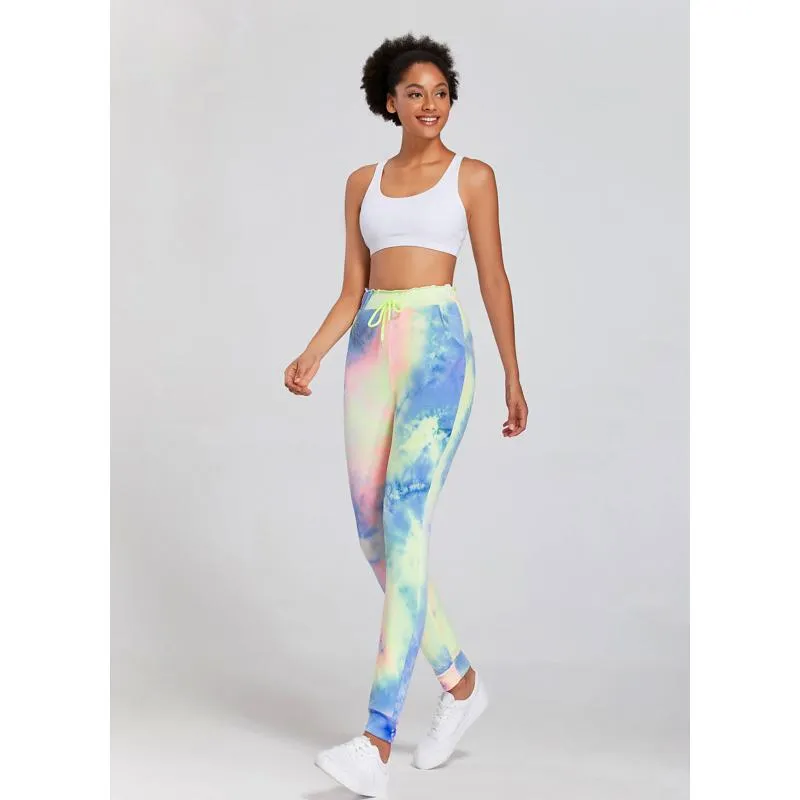 Yoga Tie Elasticity Loose Fit Casual Straight Sports Fitness Tie-Dye Running Sports Leggings