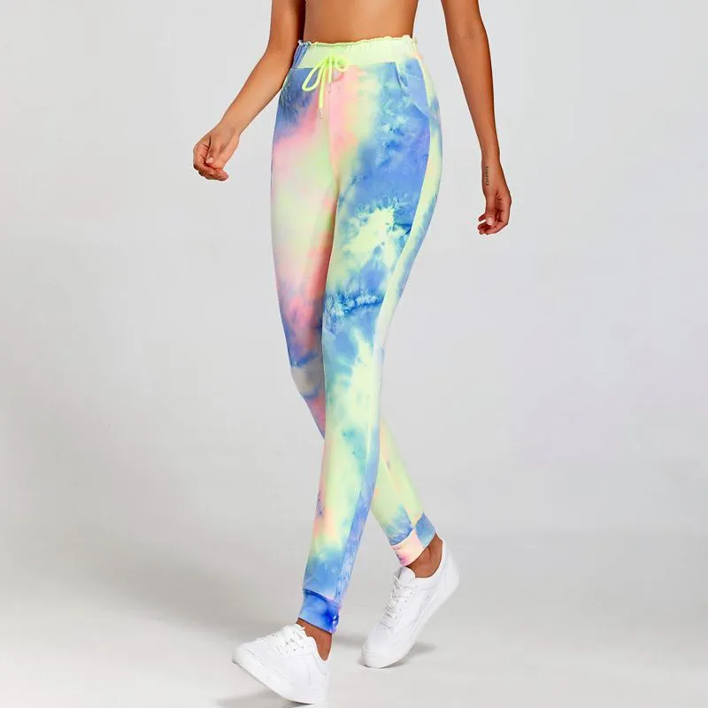 Yoga Tie Elasticity Loose Fit Casual Straight Sports Fitness Tie-Dye Running Sports Leggings